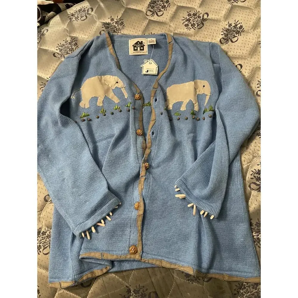 NWT Storybook Knits Elephant Cardigan Women's Plus 1X - Picture 1 of 3